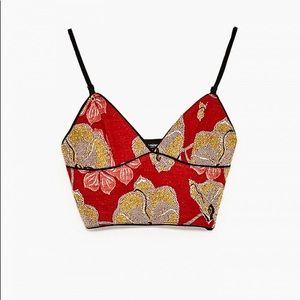 Zara Red and Gold V Neck Crop